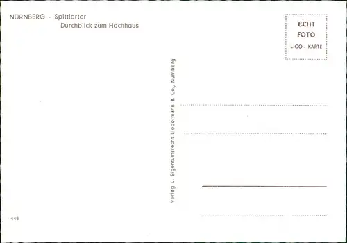 Ansichtskarte Nürnberg Spittlertor, Stadtmauer, Durchblick zum Hochhaus 1965