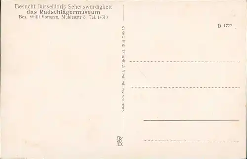 Ansichtskarte Altstadt-Düsseldorf Radschlägermuseum Innen 1918