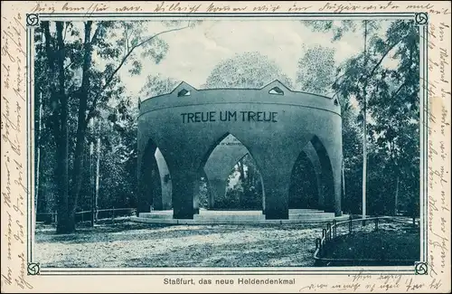 Ansichtskarte Staßfurt Stassfurt Neues Heldendenkmal 1927