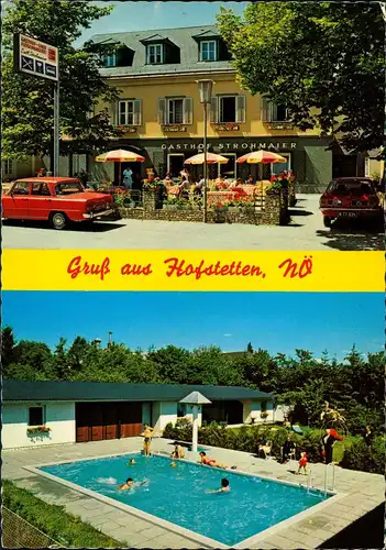 Hofstetten ,,Gasthof zur Linde", Strohmeier, Freibad, Terrasse, Auto 1970