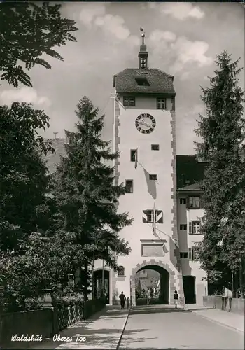 Waldshut-Waldshut-Tiengen Strassen Partie Oberes Tor, Turm-Gebäude mit Uhr 1965