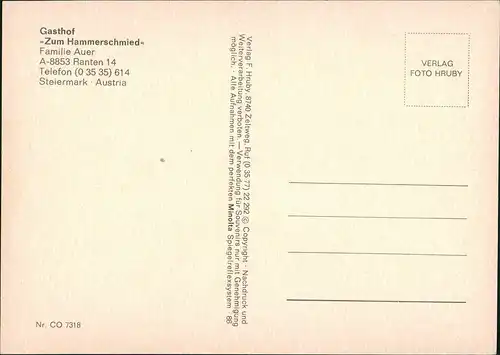 Ranten Mehrbildkarte mit Gasthof Zum Hammerschmied Fam. Auer 1970