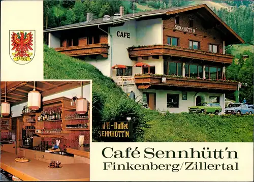 Finkenberg Café-Buffet Sennhütt`n Finkenberger Almbahn Umland-Ansicht 1990