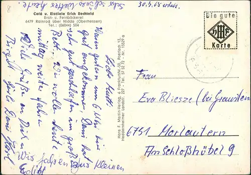 Rainrod Schotten Café Eisdiele E. Berchtold VW Käfer vor Gemeinschaftshaus 1965