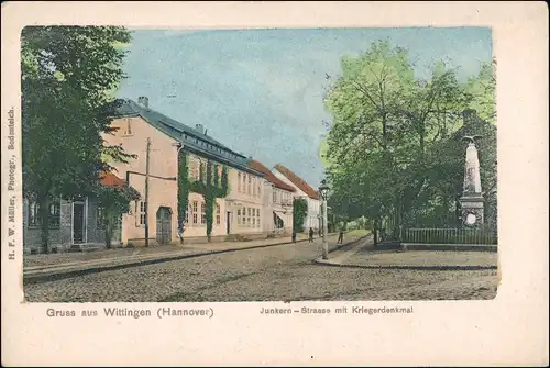 Ansichtskarte Wittingen Junkernstraße mit Kriegerdenkmal 1916