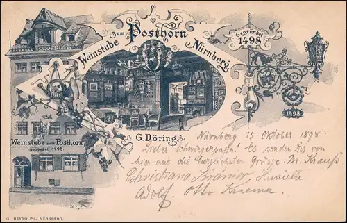 Ansichtskarte Nürnberg Weinstube zum Posthorn MB 1898