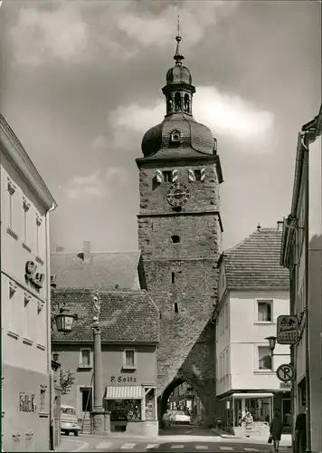 Buchen (Odenwald) Stadt-Turm Strassen Partie, Autos, Geschäft Seitz 1965