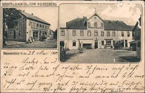 Ansichtskarte Hermannsburg Gasthof, Geschäftshaus 1909