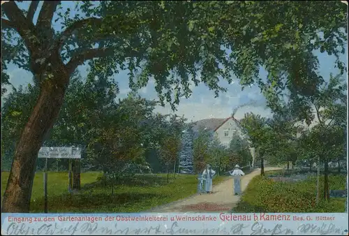 Ansichtskarte Gelenau-Kamenz Kamjenc Obstweinkelterei 1917
