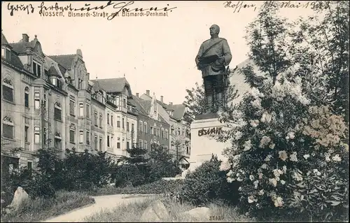 Ansichtskarte Nossen Bismarckstraße Bismarckdenkmal 1913