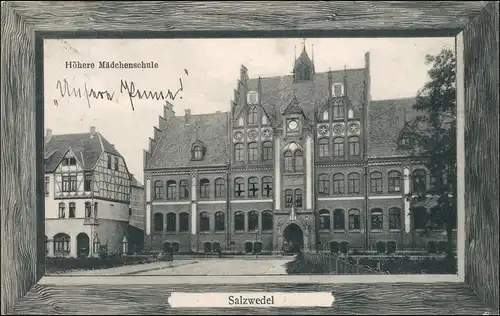Ansichtskarte Salzwedel Höhere Mädchenschule 1914 Passepartout