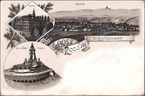 Ansichtskarte Litho AK Roßla (Harz)-Südharz Gruss aus.. Schloß Totale 1903