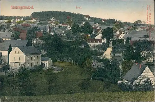 Ansichtskarte Hintergersdorf-Tharandt Straße, Stadt (Handcoloriert) 1909