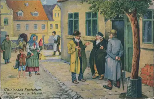 Polen Polska Judaica/ Judaika Polnisches Städtchen Vorbereitungen Jahrmarkt 1915