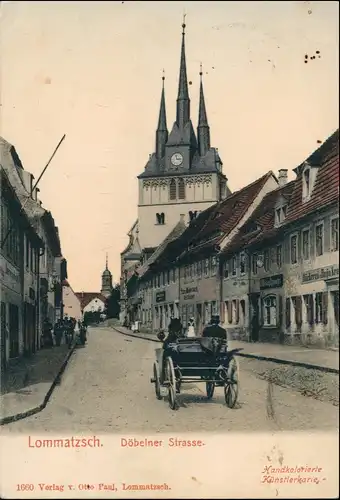 Lommatzsch Döbelner Straße, Bckerei - Kutsche Handcoloriert 1907