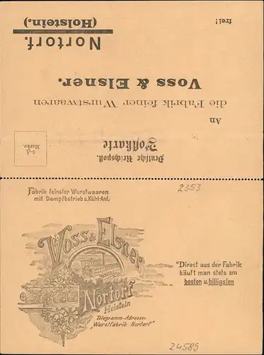 Ansichtskarte Nortorf Voss & Elsner Fabrik Wurstfabrik 1905
