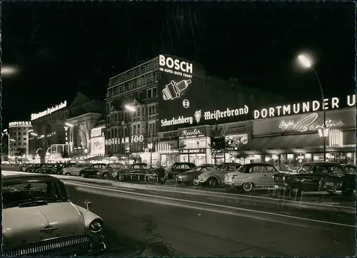 Charlottenburg-Berlin Kurfürstendamm  Nacht,  Lokalitäten Leucht-Reklame 1960