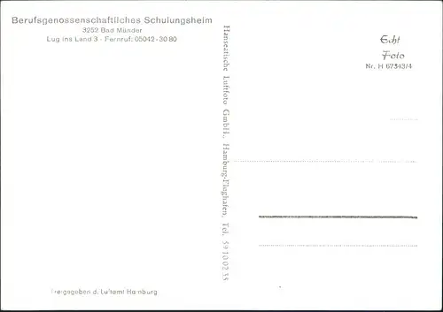 Ansichtskarte Bad Münder (Deister) Luftbild Schulungsheim 1964