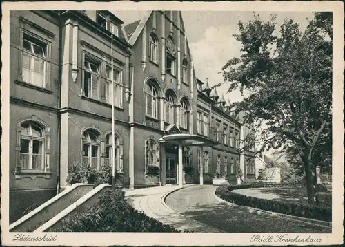 Ansichtskarte Lüdenscheid Städt. Krankenhaus Eingangsbereich, Hospital 1955