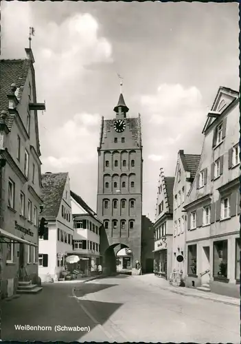 Weißenhorn Strassen Partie mit Geschäften, Turm-Durchfahrt 1966