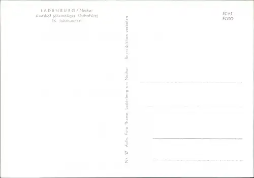 Ansichtskarte Ladenburg (Neckar) Amtshof (ehemaliger Bischofsitz) 1960