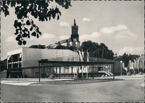 Ansichtskarte Kleve Stadthalle mit Schwanenburg 1968   AK  Stempel KLEVE