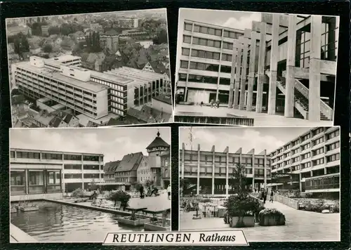 Ansichtskarte Reutlingen Rathaus Mehrbild-AK 4 s/w Echtfoto-Ansichten 1960