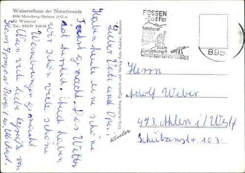 Kleinwalsertal-Mittelberg Walsertalhaus der Naturfreunde Mittelberg-Bödmen 1960