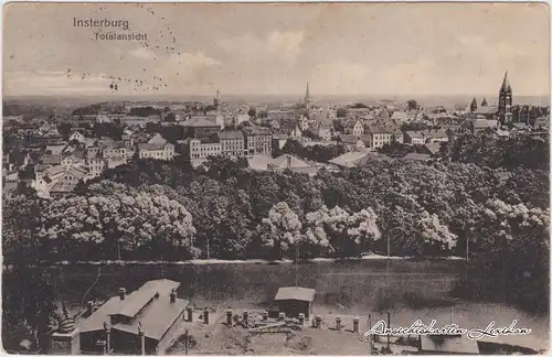 Insterburg Tschernjachowsk (Черняховск) Totale - Flußpartie und Gebäude 1917 