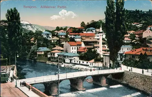Alifakovac Blick über die Stadt Sarajevo Canton  1916