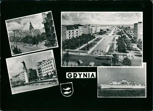 Postcard Gotenhafen (Gdingen) Gdynia (Gdiniô) MB: Straßen, Dampfer 1966