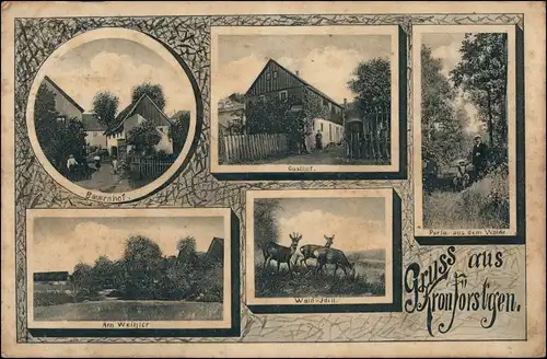 Ansichtskarte Kronförstgen-Mücka MB: Bauernhof Gutshaus 1922