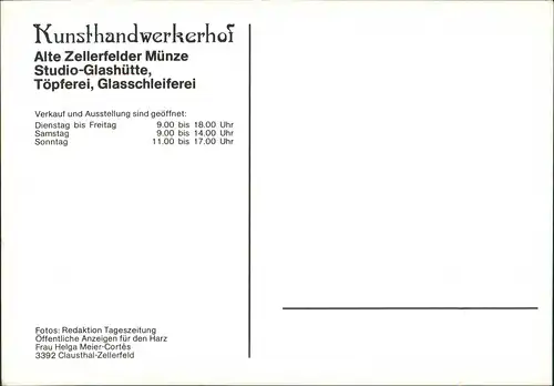 Clausthal-Zellerfeld Kunsthandwerkerhof Alte Münze Töpferei Schleiferei 1960