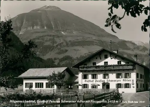 Ansichtskarte Hägerau Gasthof Pension Schwarzer Adler mit Pimigspitze 1964