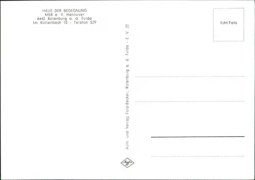 Ansichtskarte Rotenburg a. d. Fulda HAUS DER BEGEGNUNG 1962