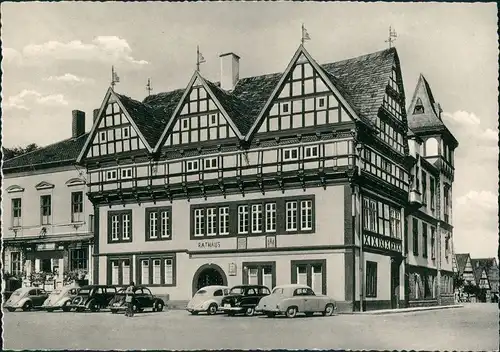 Ansichtskarte Blomberg Rathaus, Autos VW Käfer 1963