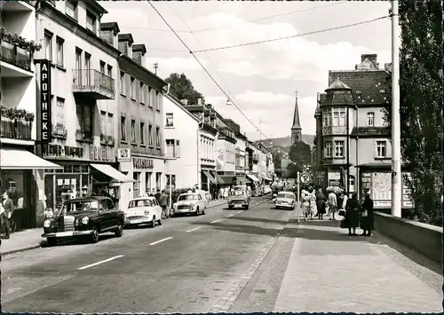 Sankt Wendel  Bahnhofstrasse, Geschäfte Apotheke, Mercedes Auto uvm.  /1960