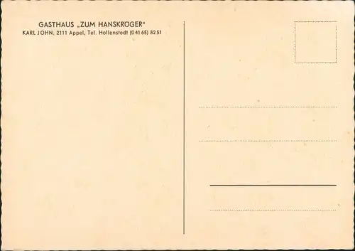 Hollenstedt GASTHAUS ZUM HANSKRöGER Karl John 2111 Appel bei Hollenstedt 1955