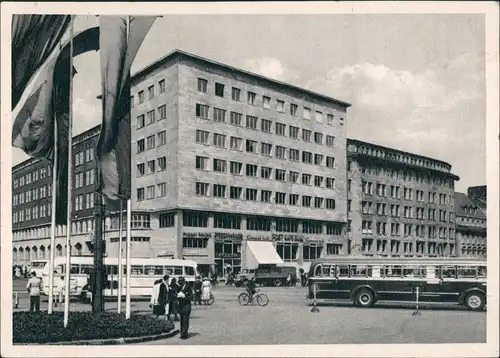 Ansichtskarte Essen (Ruhr) Bahnhof Bus Verkehr Strassen Partie 1953