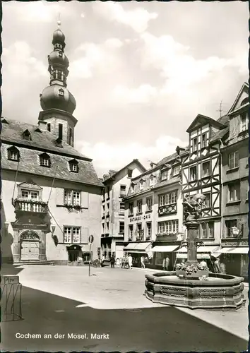 Ansichtskarte Cochem Kochem Markt - Rathaus Cafe 1966