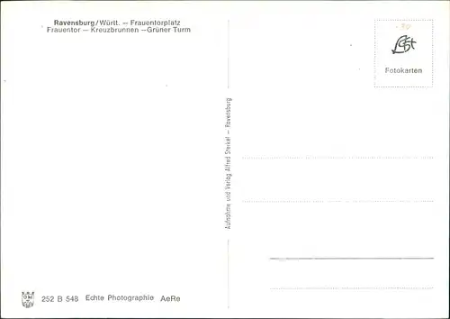 Ravensburg Frauentor Kreuzbrunnen Grüner Turm Straßen Kreuzung 1960