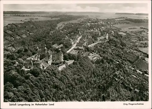 Langenburg Schloss Langenburg vom Flugzeug, Orig. Fliegeraufnahme 1960