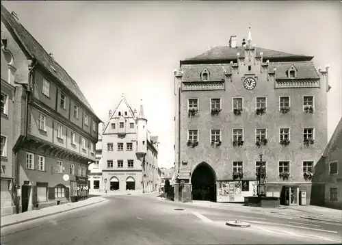 Ansichtskarte Donauwörth Rathausplatz Rathaus Strassen Partie 1960