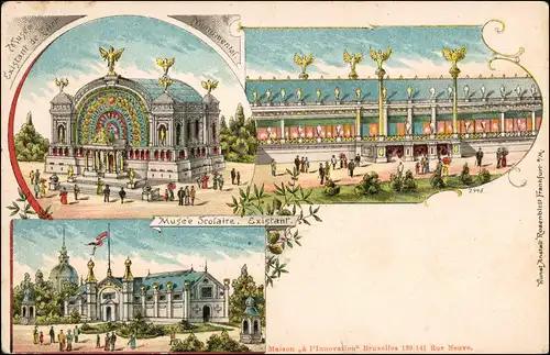 Litho AK Brüssel Bruxelles Exposition de Bruxelles 1897 MB Pavillon 1897