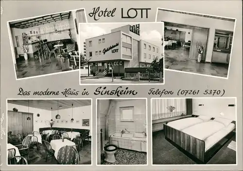 Ansichtskarte Sinsheim Hotel LOTT Innen u. außen 1962
