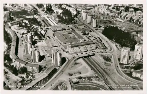 Stockholm Vällingby Centrum Flygfoto Luftaufnahme Aerial View 1960