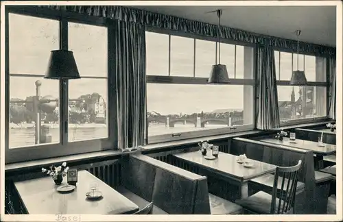 Basel CAFÉ ZIMMERMANN Oberhalb Hotel Drei Könige AM TOTENTANZ 1955