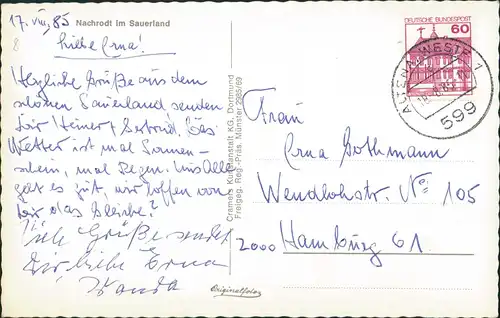 Nachrodt-Wiblingwerde Luftaufnahme Luftbild NACHRODT Sauerland vom 1985/1970