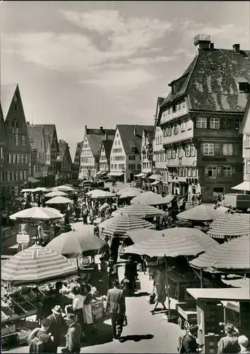 Ansichtskarte Biberach an der Riß Marktplatz - Markttreiben 1963