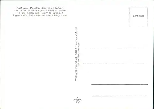 Ansichtskarte Hatzenport MB Gasthaus Pension ZUm roten Jockel Innen 1964